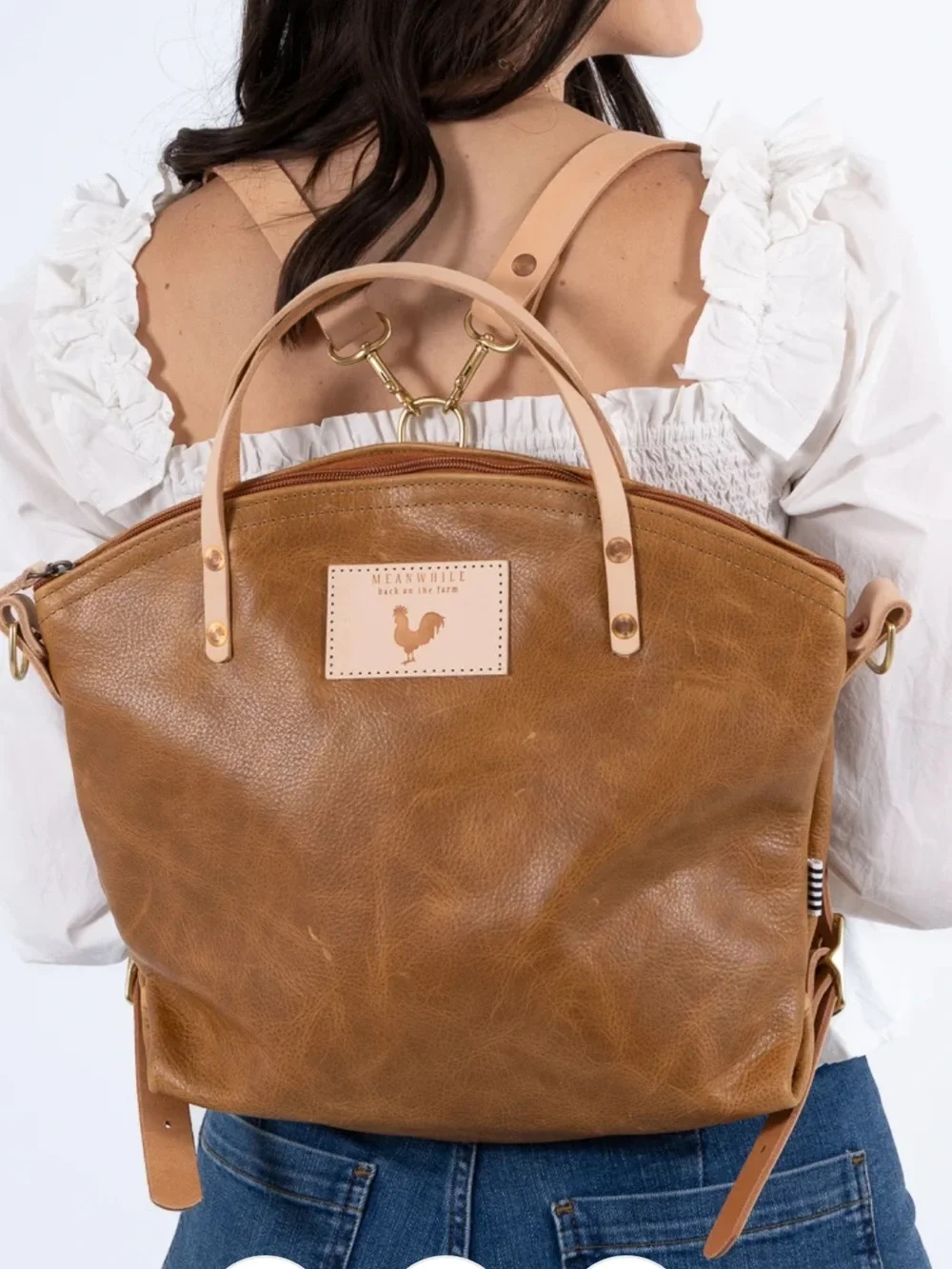 Meanwhile Back On The Farm Convertible Backpack 2.0. Leather Tote Crossbody New